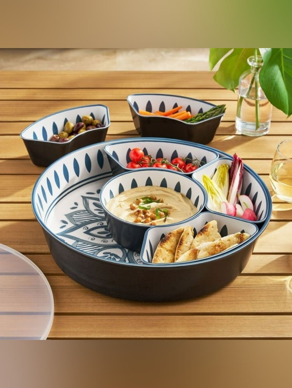 Member's Mark 6-Section Bamboo Melamine Lazy Susan Serving Platter